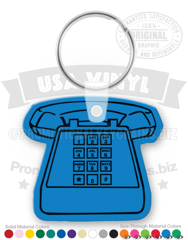 Vintage 1970s Touch-Tone Desk Phone Vinyl Keychain