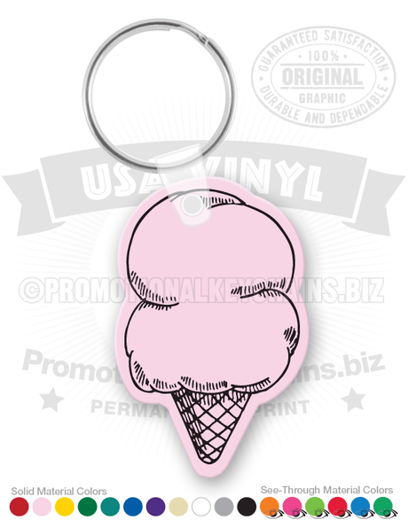 Double Scoop Ice Cream Cone Vinyl Keychain