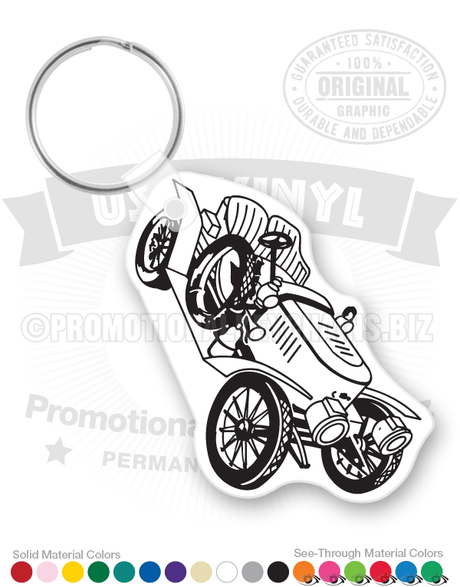 Early 1900s Runabout Car Vinyl Keychain