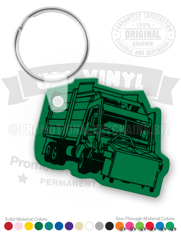 Front-Loading Commercial Trash Truck Vinyl Keychain