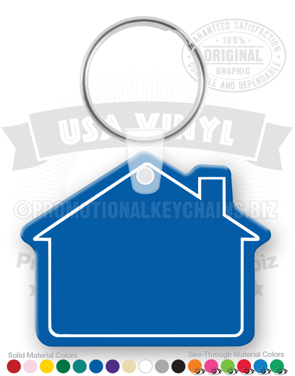 House Shaped Keychains Custom Printed Vinyl