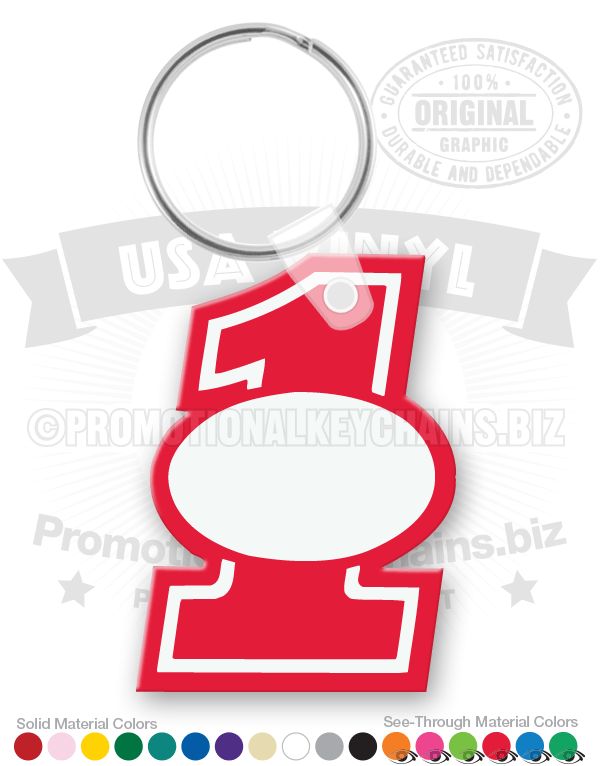 Number One With Oval Vinyl Keychain
