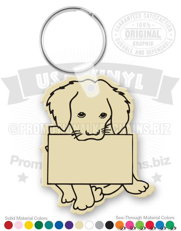 Puppy With Sign Vinyl Keychain