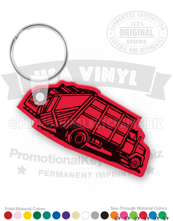 Rear-Loader Trash Truck Vinyl Keychain