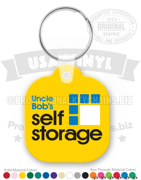 Rounded Square with Tab Vinyl Promotional Keychains PK7955