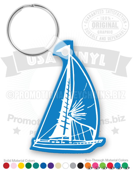Tall Sailboat Vinyl Keychain