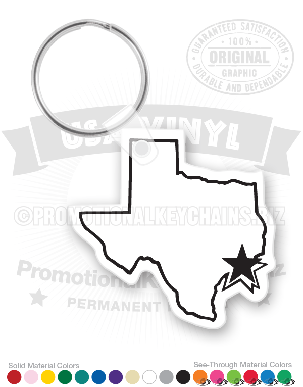 Texas with Star Vinyl Keychain