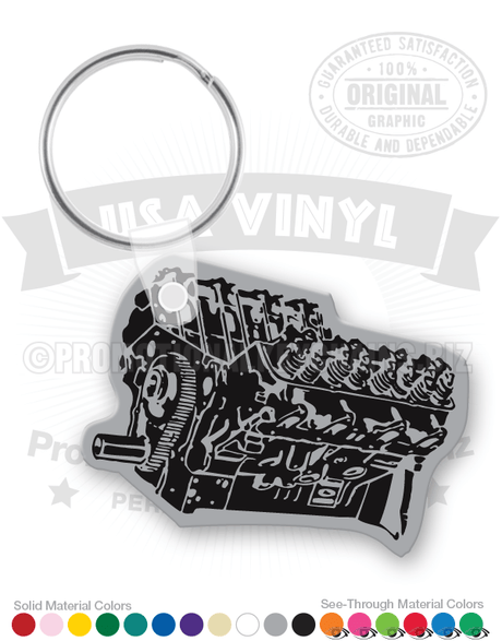 V-8 Engine Vinyl Keychain
