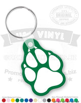 Green wolf paw print vinyl keychain