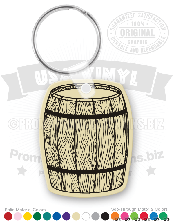 Wooden Barrel Vinyl Keychain