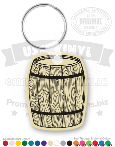 Wooden Barrel Vinyl Keychain