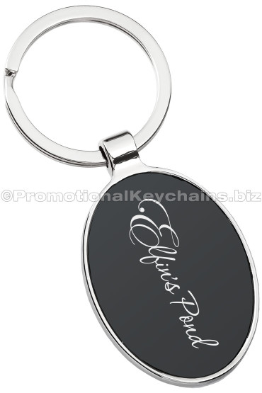 Custom Engraved Black Series Oval Metal Keychain