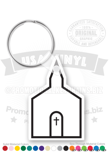 Church Shape Vinyl Keychain