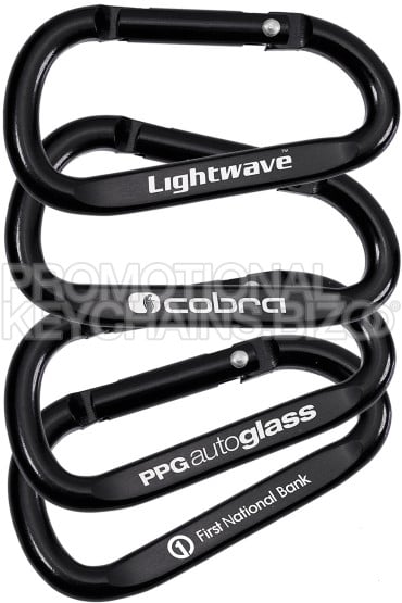 Custom engraved 60mm carabiner keychain in all stealth black finish