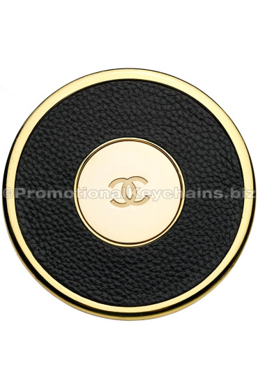 Custom Leather Coaster with Medallion - Gold