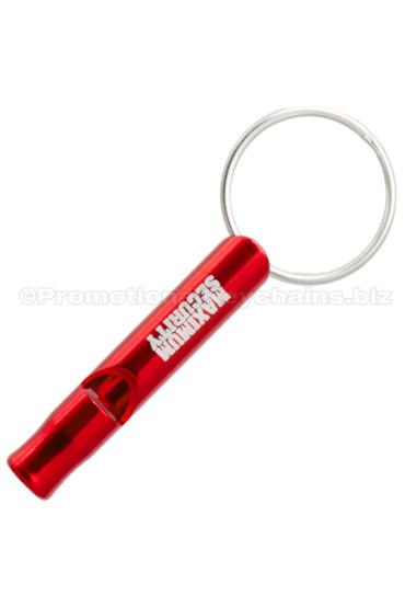 Red Mini Bobby Style Engraved Safety Whistle Keychain