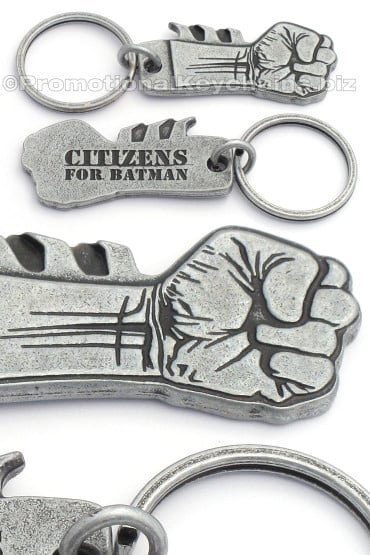 Custom Molded Keychains MetaCast Classic Metal - Silver Finish - Citizens for Batman