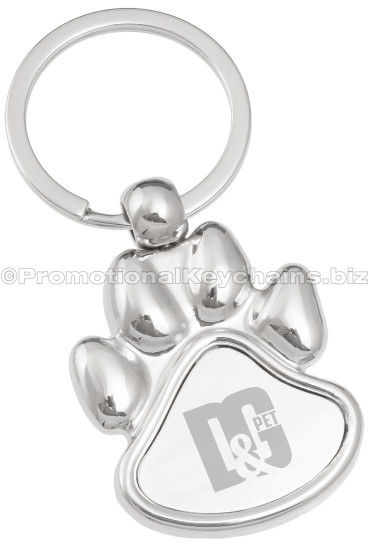 Paw Shaped Engraved Metal Keychain