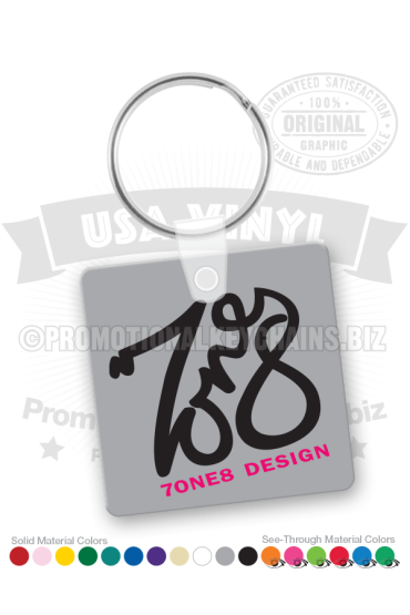 Square Shape Vinyl Keychain with Rounded Corners