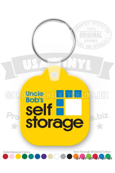 Promotional Keychain Vinyl Square With Rounded Corners and Tab