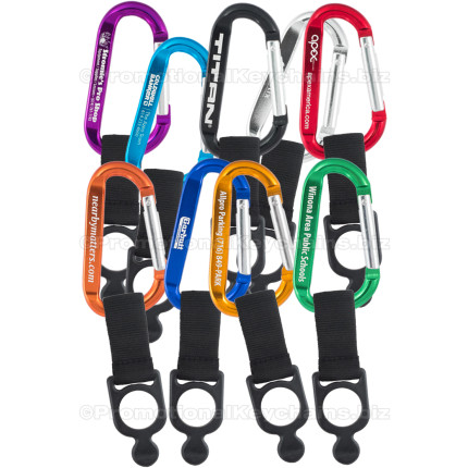 80mm Carabiner Customized Engraved Keychains and Bottle Holder Strap