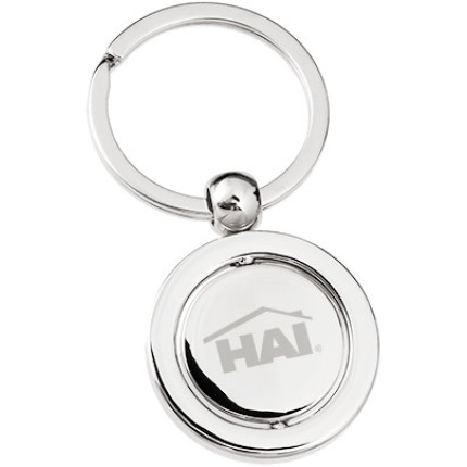 Axis Spinning Engraved Metal Keychains Polished Silver