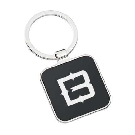 Black Series Square Engraved Metal Keychain Front View