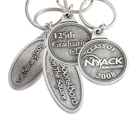 Custom Keychains Cast in Solid Pewter - Oval Shape