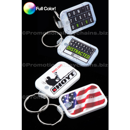Full Color Rectangle with Rounded Corners Vinyl Keychains