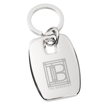 Glistening Rectangle Engraved Metal Keychain