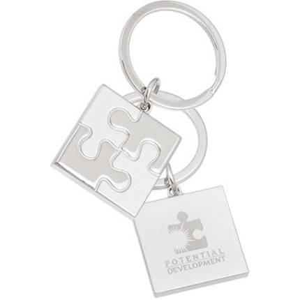Puzzle Piece Engraved Metal Keychain