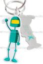 Custom Shaped Keychains With Full Color Imprint and Clear Coat on Stainless Steel Robot Shape
