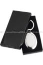 Elegant Oval Custom Engraved Polished Metal Keychain in Gift Box