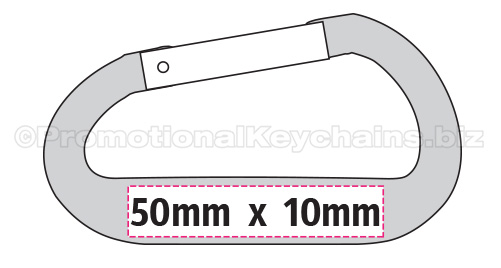 Large 50mm x 10mm engraving area on PromotionalKeychains.biz XTREME Carabiner